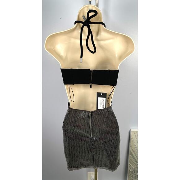 David Koma Cady Sequin Crystal Embellished Bra Detail Halterneck Mini Dress Sz 2 - Picture 6 of 9